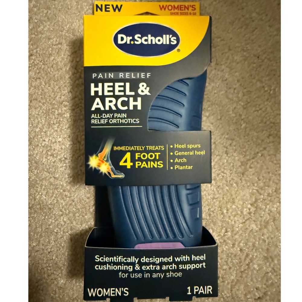 Dr. Scholls Pain Relief Heel & Arch Orthotics Womens Sz 6-10 Plantar Fasciitis
